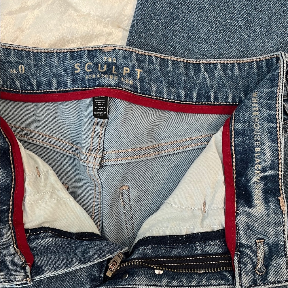 WHBM Classic Straight Leg Denim Jeans With Rhinestone Detail - Picture 3 of 6